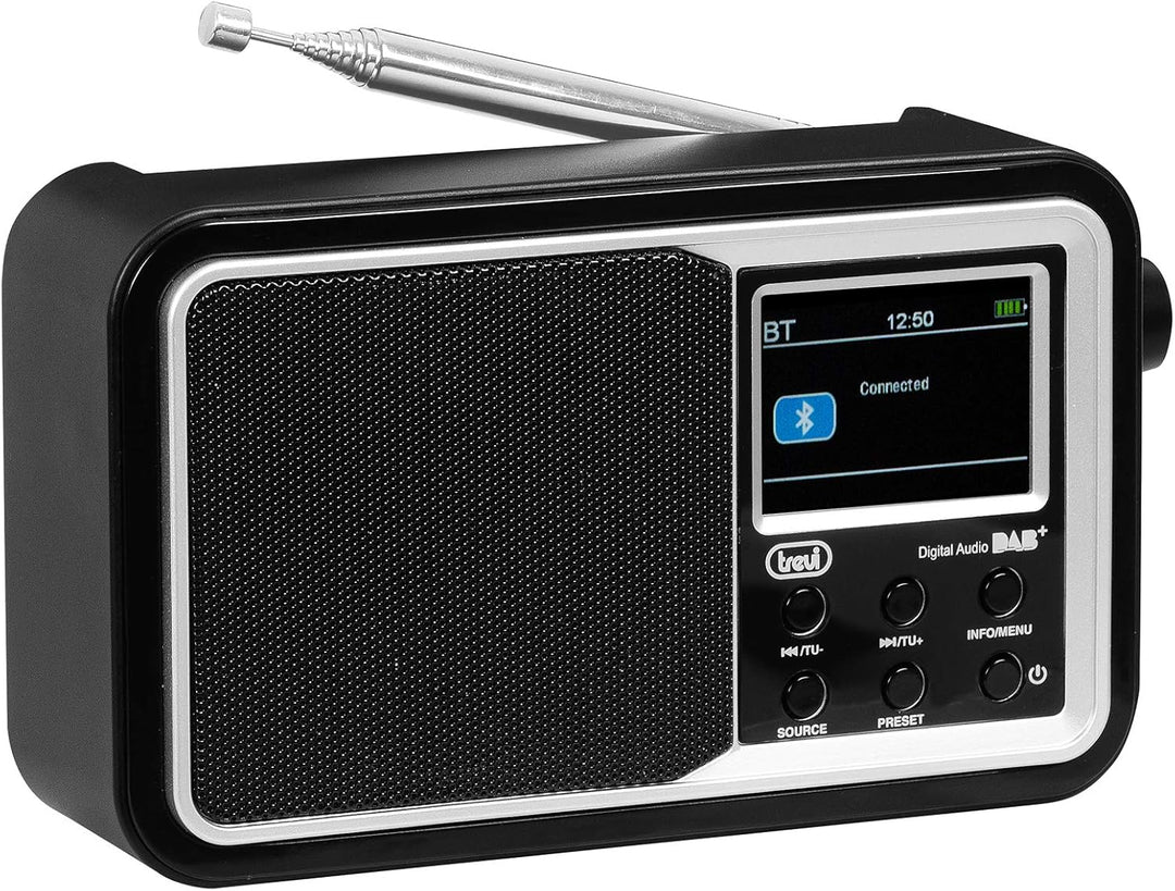 Trevi DAB 7F96 R Tragbares Radio mit DAB/DAB+/FM-Empfänger, 2 Zoll Farbdisplay, Speicherstationen, B