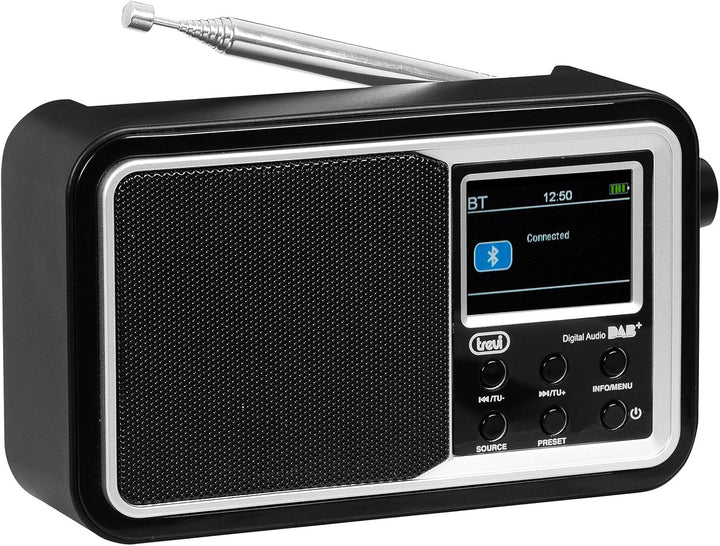 Trevi DAB 7F96 R Tragbares Radio mit DAB/DAB+/FM-Empfänger, 2 Zoll Farbdisplay, Speicherstationen, B