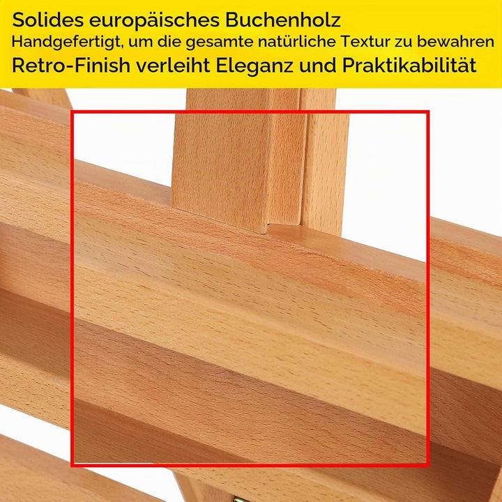 MEEDEN Staffelei Holz Gross H-Rahmen mit Ablagefach, Studio Künstler Mal Staffelei, Massives Buchenh