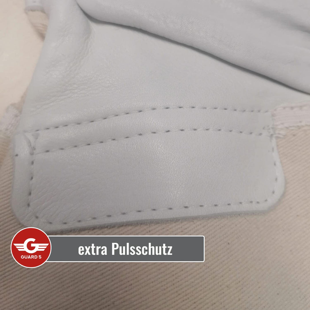 GUARD 5 - Leder Arbeitshandschuhe 5 Paar Gr.9 - Rind- Vollleder Handschuhe - hochwertiger, robuster