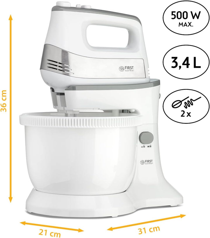 TZS First Austria 2 in 1 Handmixer und Standmixer | 3,4L | Automatikantrieb | 500W | 5 Geschwindigke