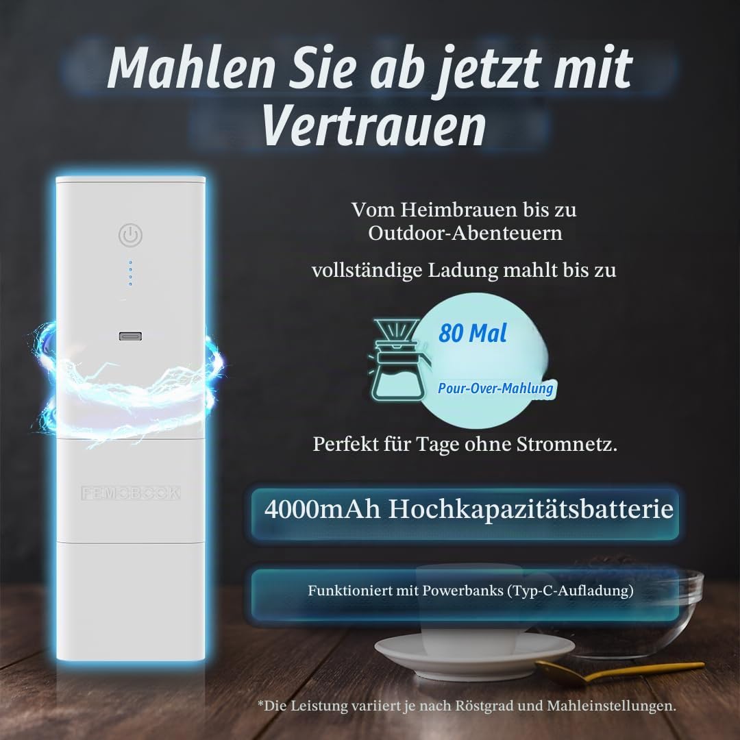 Elektrische Kaffeemühle A2 Weiss Wiederaufladbar Kabellos Tragbare Elektrische Mühle Outdoor Werkzeu