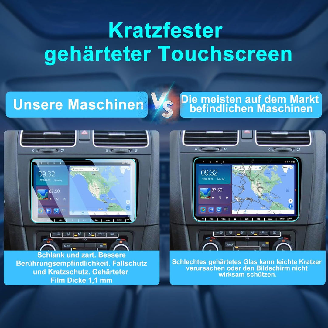 Kovanda Android Autoradio für VW Golf 5 6 Touran Tiguan Skoda Caddy Amarok, 9 Zoll Touchscreen Doppe