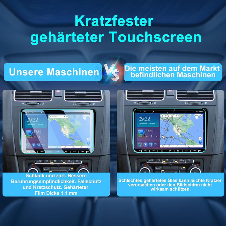 Kovanda Android Autoradio für VW Golf 5 6 Touran Tiguan Skoda Caddy Amarok, 9 Zoll Touchscreen Doppe