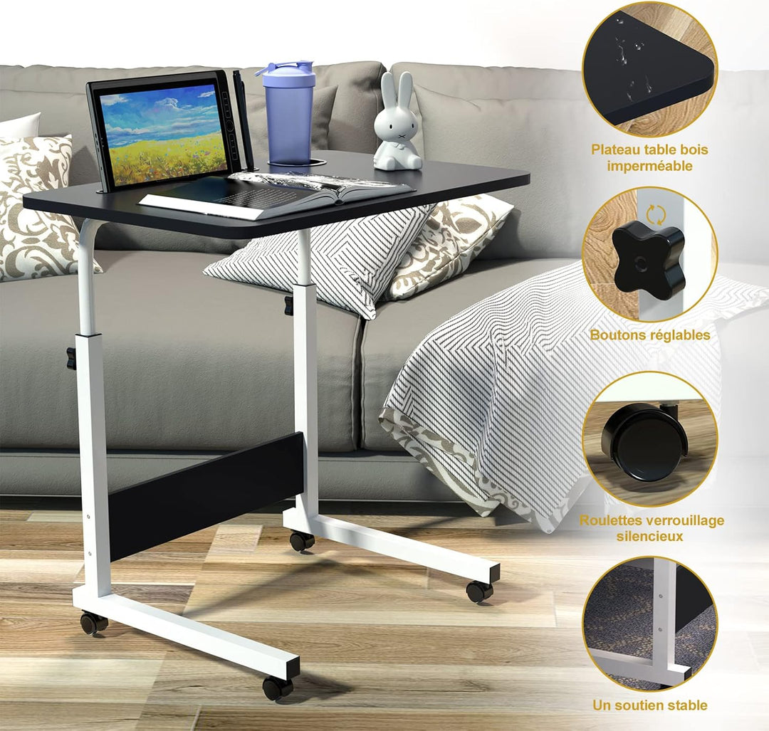 PIPIPOXER 60x40cm Laptoptisch höhenverstellbarer Schreibtisch Computertisch mobiler Laptop-Schreibti