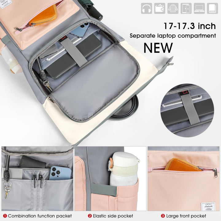 Lubardy Rolltop Rucksack Herren Damen Wasserdicht Rucksack Herren Laptop Rucksack 17,3 zoll Schulruc