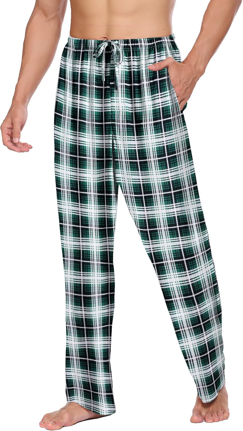 Ekouaer Pyjama Hose Herren Kariert Schlafanzughosen Lang Hosen Männer Schlafhose Loungewear und Nach