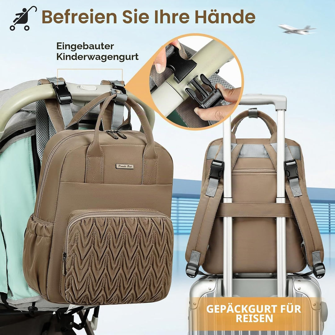 Pomelo Best Wickelrucksack Mittelgross Stylischer Wickeltasche Rucksack Baby Tasche mit Wickelunterl