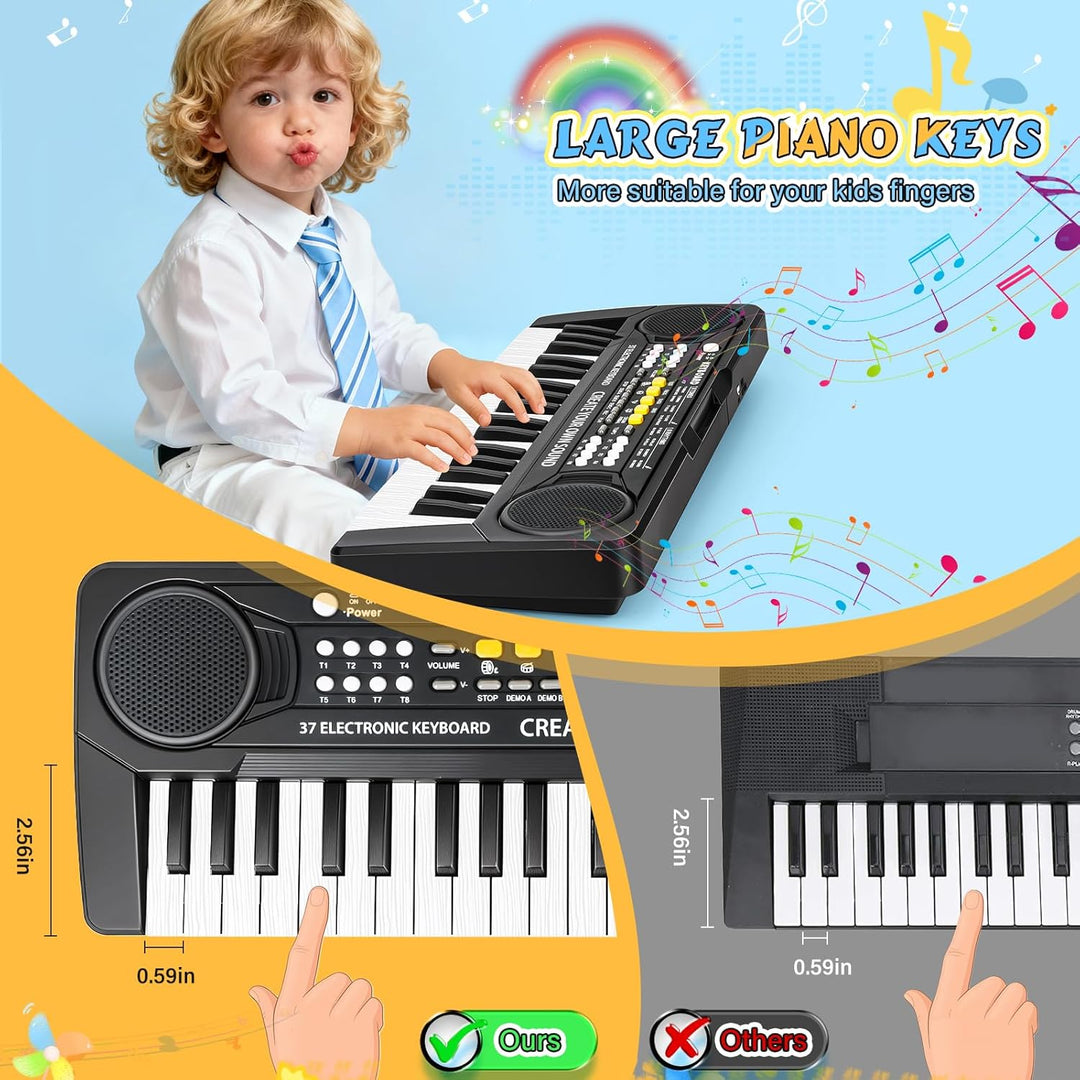 m zimoon Keyboard Kinder mit Mikrofon, Tragbare Multifunktions Kinder Keyboard 37 Tasten ab 3 Jahre,