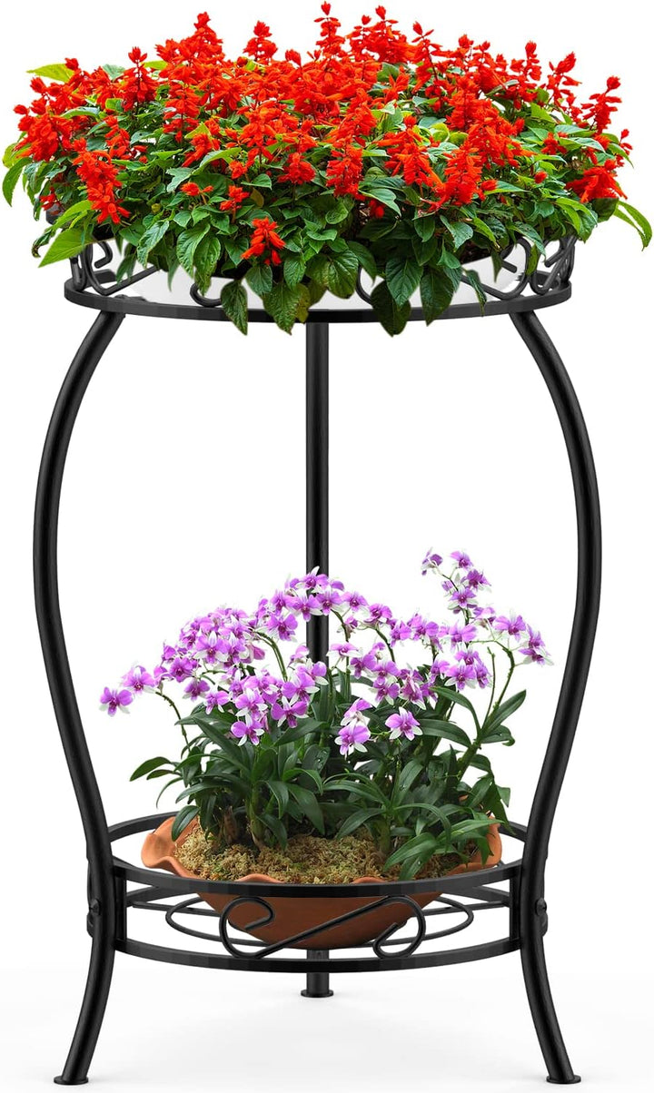 Bomclap Pflanzenständer aus Metall, 48cm Blumenständer Pflanzenständer, 2-stufige Blumentopf Ständer