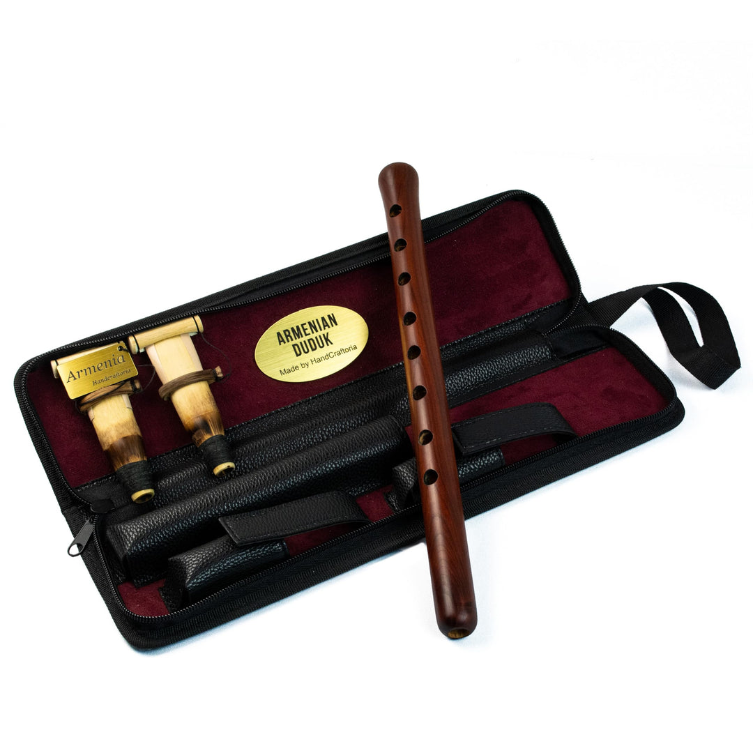 Armenisches Duduk-Instrument aus Aprikosenholz mit Öko-Ledertasche