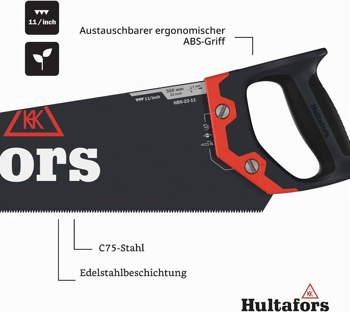 Hultafors Handsäge HBX-22-11, 591103, Handsäge mit Pulverbeschichtung und praktischem Klingenschutz
