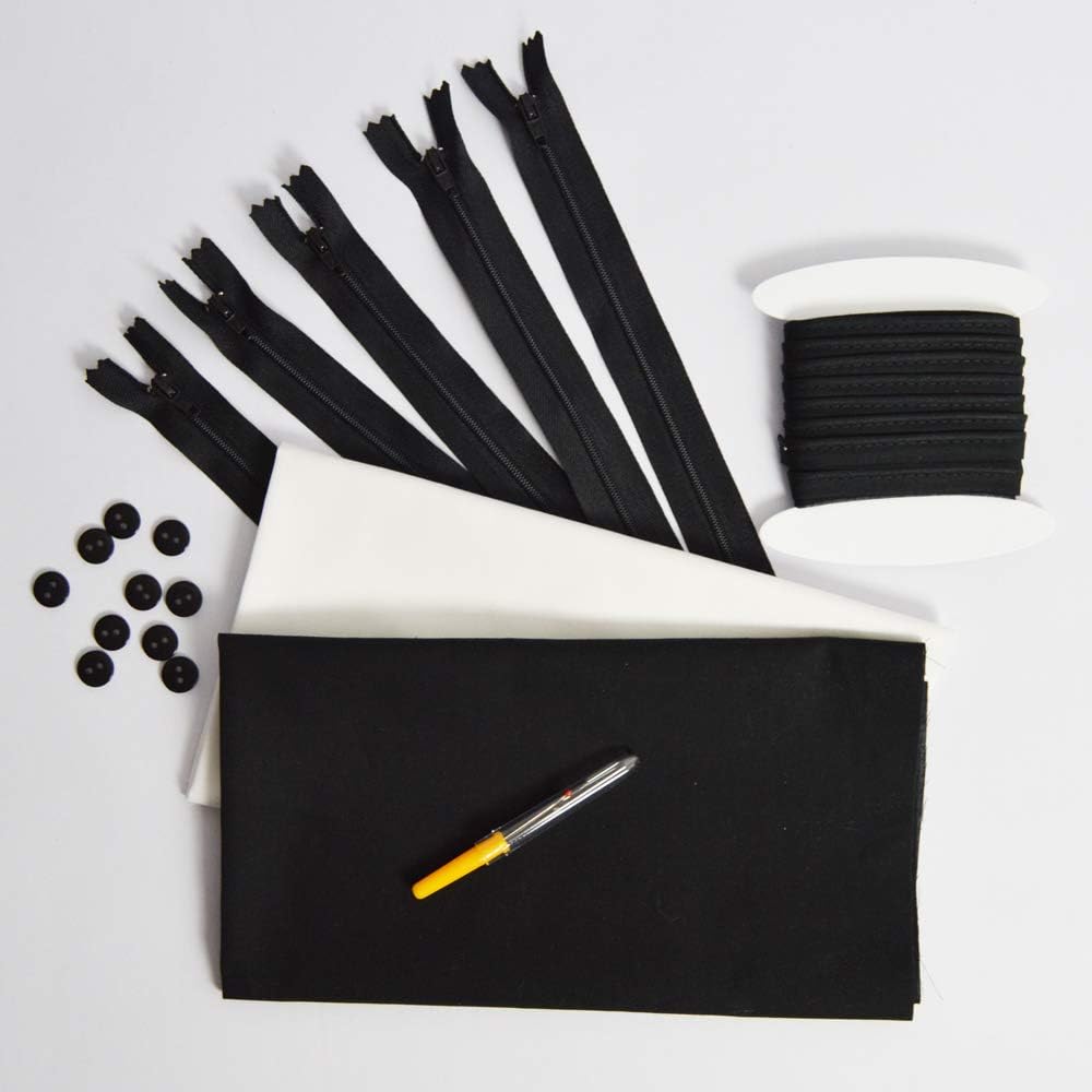 Nähzeug set: Stoffstücke bedruckt, 49 x 51 cm + 2 Stoffstücke, Baumwollpopeline, 45 x 50 cm (1 schwa
