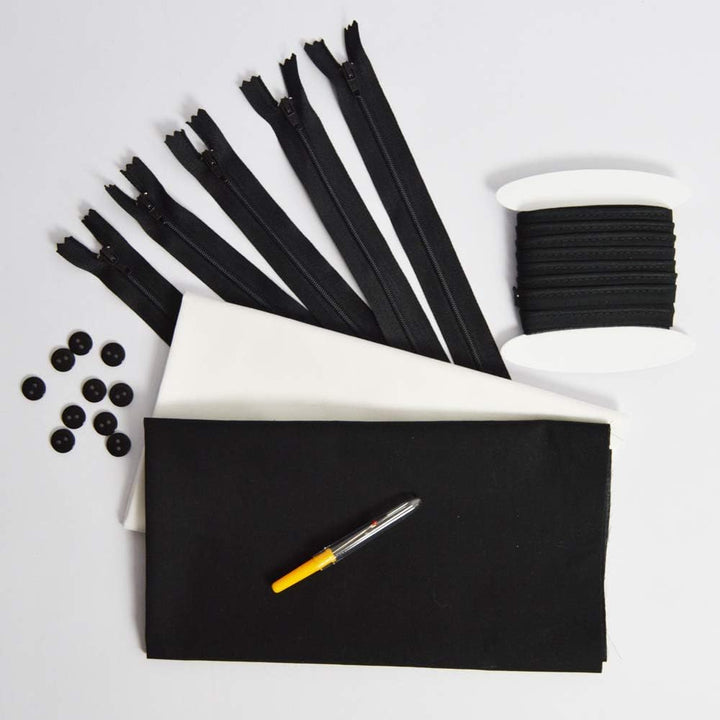 Nähzeug set: Stoffstücke bedruckt, 49 x 51 cm + 2 Stoffstücke, Baumwollpopeline, 45 x 50 cm (1 schwa