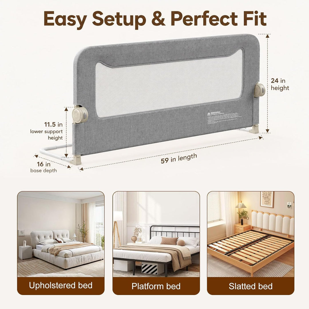 150cm Bettgitter als Rausfallschutz Bett, Klappbares Bettschutzgitter für Boxspringbett & Elternbett