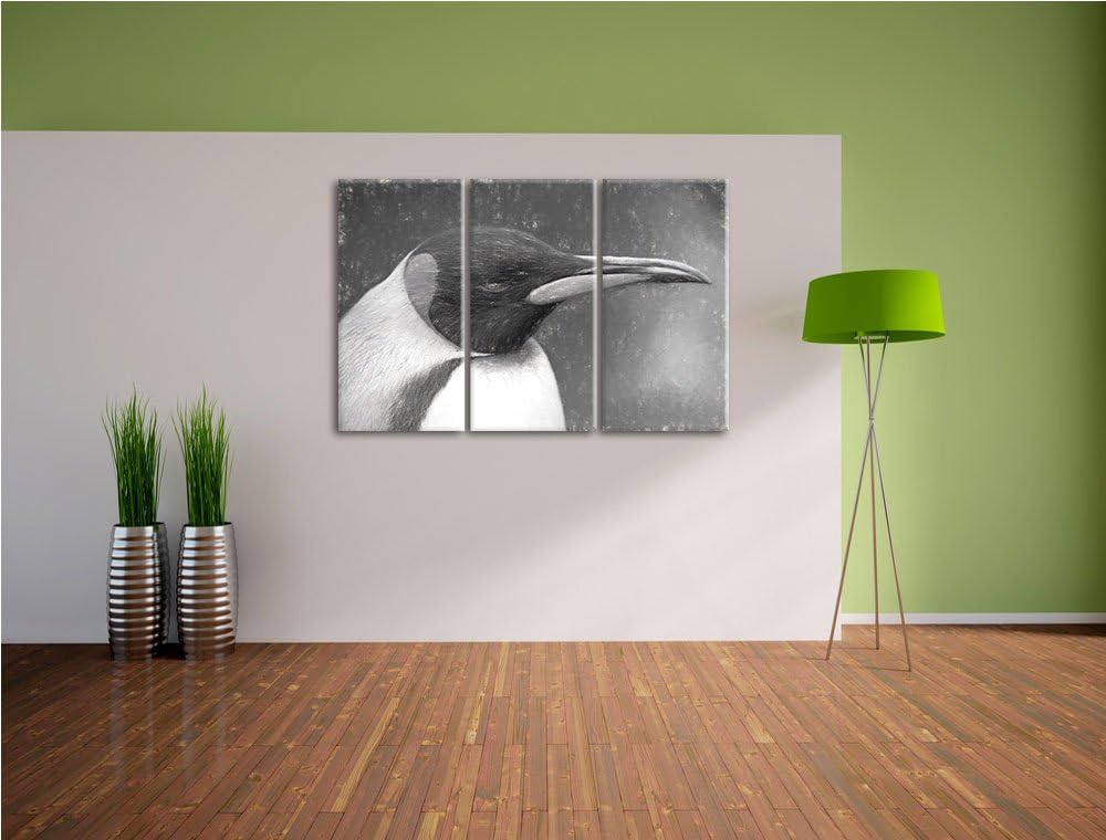 Kaiserpinguin im Profil Spezial 3-Teiler Leinwandbild 120x80 Bild auf Leinwand, XXL riesige Bilder f