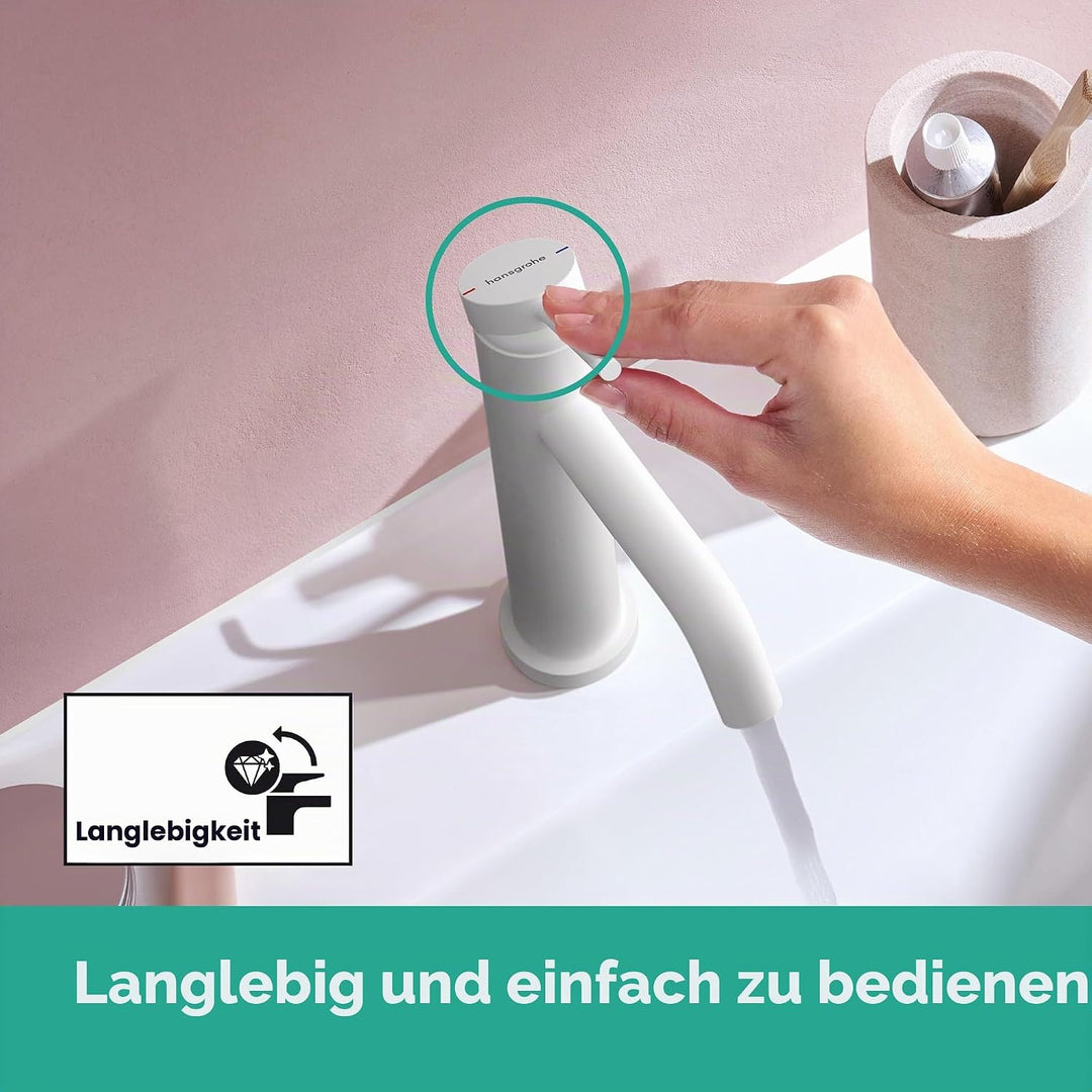 hansgrohe Tecturis S - Waschtischarmatur mit Zugstange, Wasserhahn Bad mit Auslauf Höhe 110mm, Misch