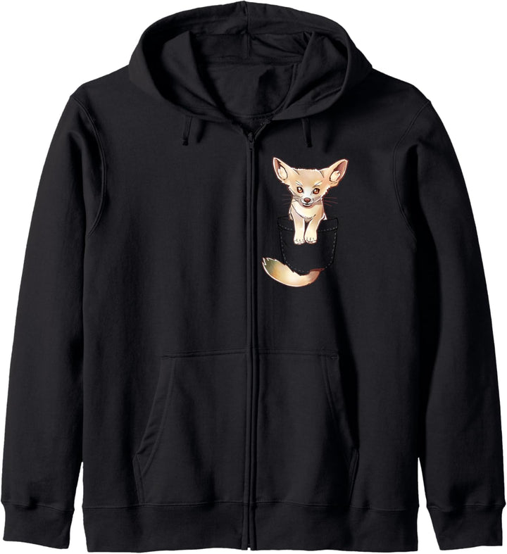 Pocket Cute Fennec Fox Taschen-Süsser Fennec-Fuchs Kapuzenjacke
