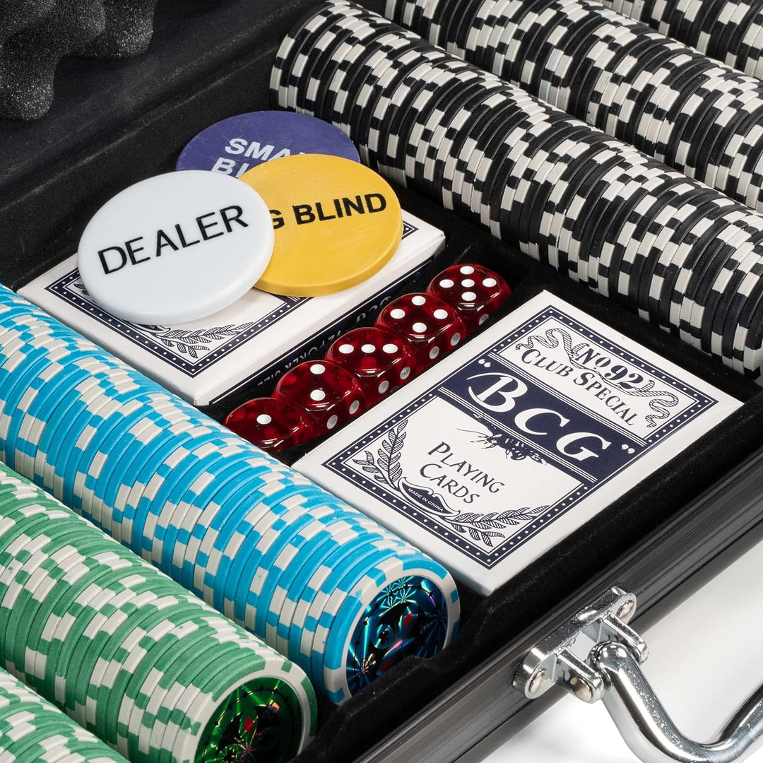 Pokerkoffer schwarz Pokerset 500 Laser Pokerchips Poker Komplett Set 11 g Chips