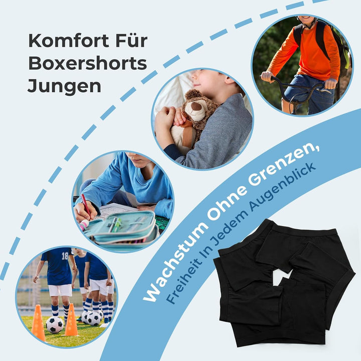 L&amp;K-II Boxershorts Jungen Baumwolle Kinder Unterhosen 10er Pack 1604 146-152 10er Black, 146-152 10e
