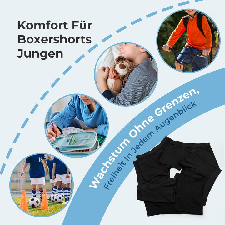 L&K-II Boxershorts Jungen Baumwolle Kinder Unterhosen 10er Pack 1604 146-152 10er Black, 146-152 10e