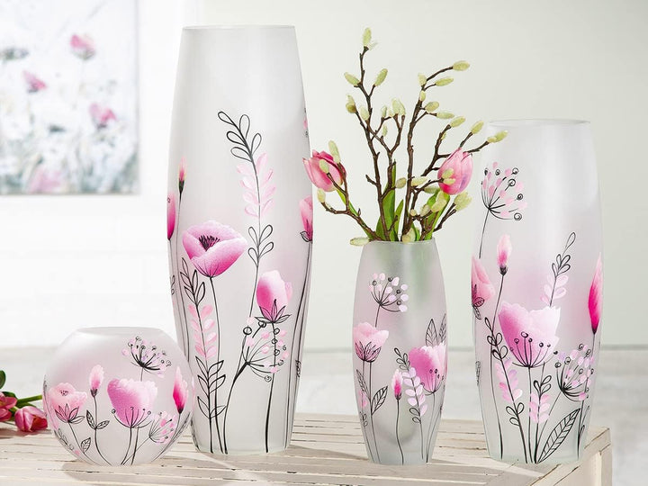 GILDE Ovalvase Flowery Glas rosa 39939 Höhe 50 cm