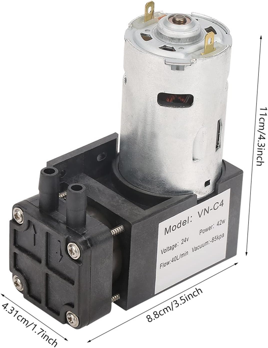 DC24V 40L / min Minivakuumpumpe, kleine ölfreie Vakuumpumpe -85KPa Durchfluss 40L / min für Gasluft