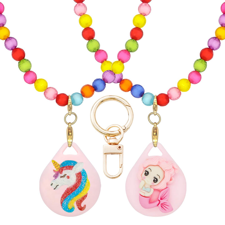 XEEWEN 2 Stück für Airtag-Halskettenhalter für Kinder, niedliches Kawaii-Perlen-Halskettenetui für M