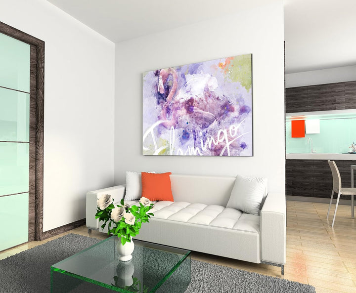 Paul Sinus Art Bild Leinwand 120x80cm Flamingo in Altrosa, 120x80cm