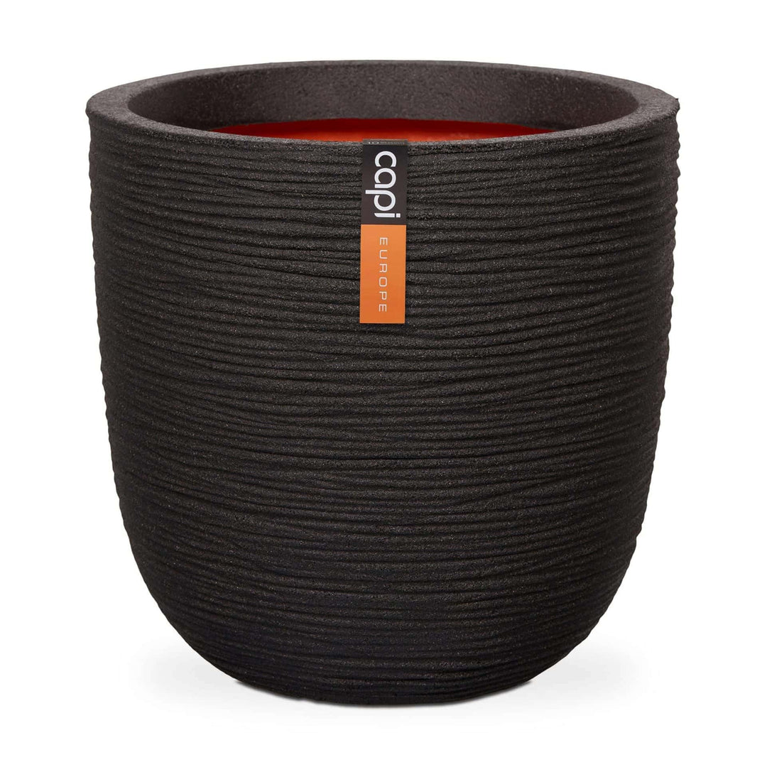 Capi Europe - Blumentopf Kugel Rib NL - 35x34 - Schwarz - Öffnung Ø29 - Blumentopf für den Innen- un