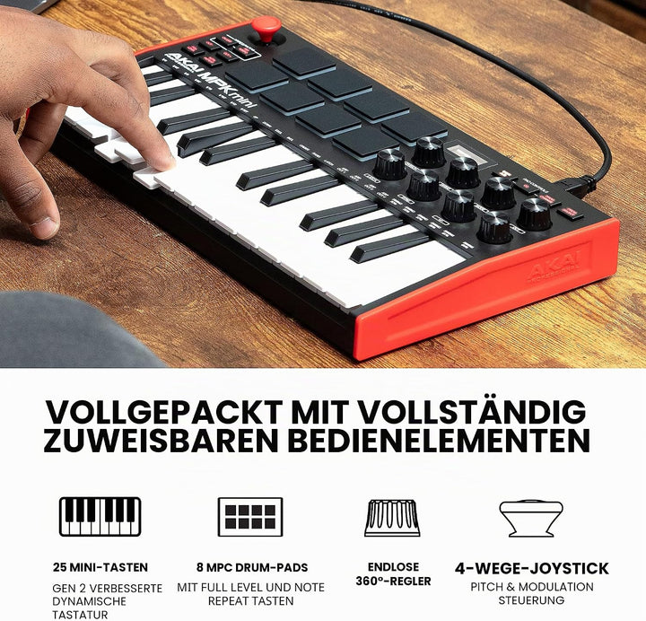 AKAI Professional MPK Mini MK3 &amp; M-Audio BX3 – 25-Tasten USB MIDI Keyboard Controller, Drum Pads und