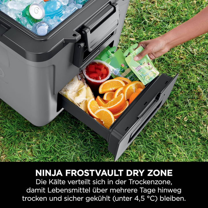 Ninja FrostVault Kühlbox mit Rollen und Isolierung, integrierter Dry Zone Schublade mit Kühlschrankt