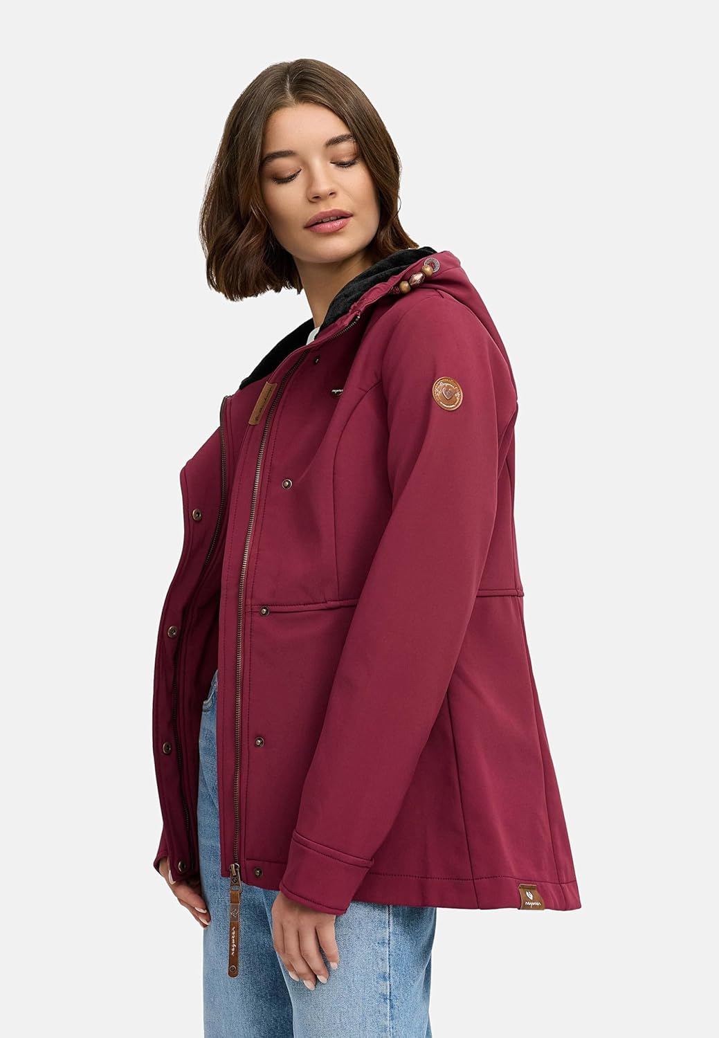 Ragwear Damen Sotfshelljacke Übergangsjacke mit Teddyfleece-Kapuze Yba Intl XS-6XL XS Wine25, XS Win