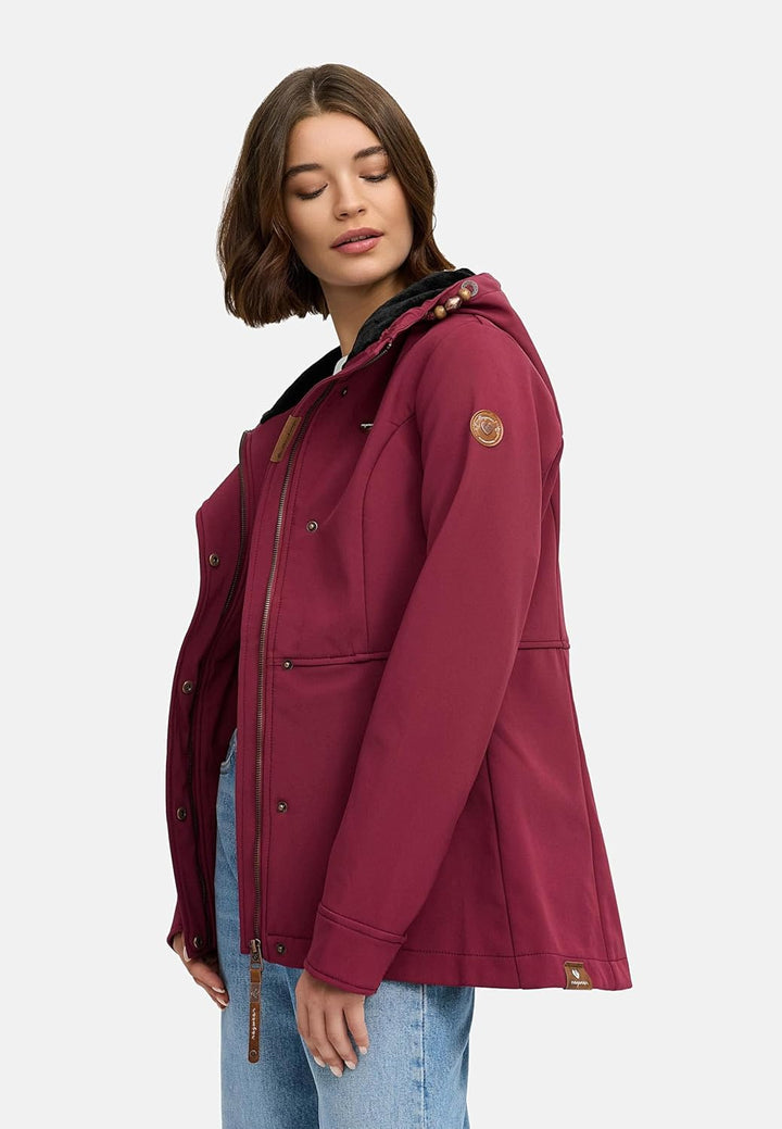 Ragwear Damen Sotfshelljacke Übergangsjacke mit Teddyfleece-Kapuze Yba Intl XS-6XL XS Wine25, XS Win