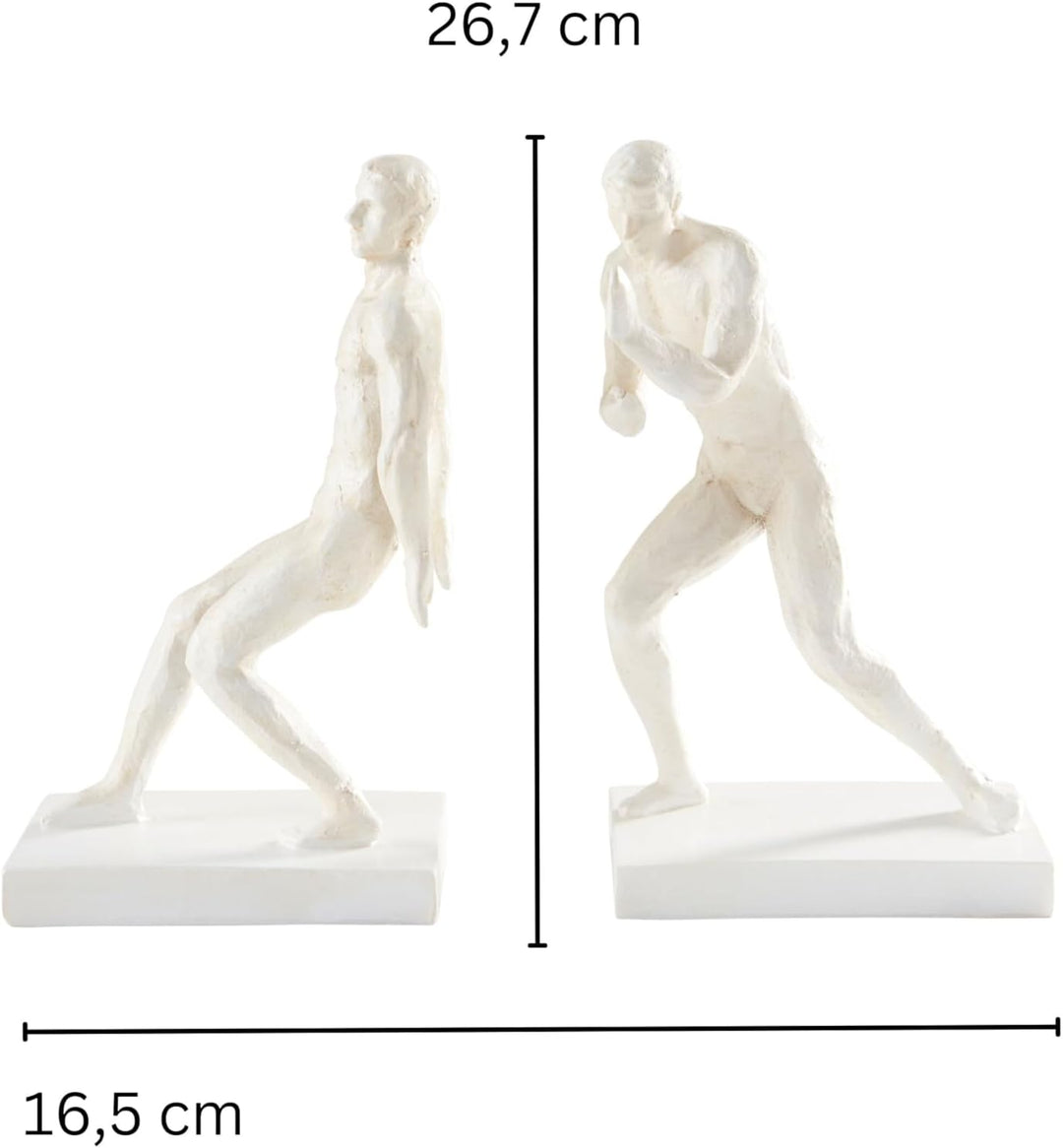 Jotex Push Bücherstütze, stilvolle und Starke dekorative Buchstütze aus Polyresin (2er Set) - Weiss,