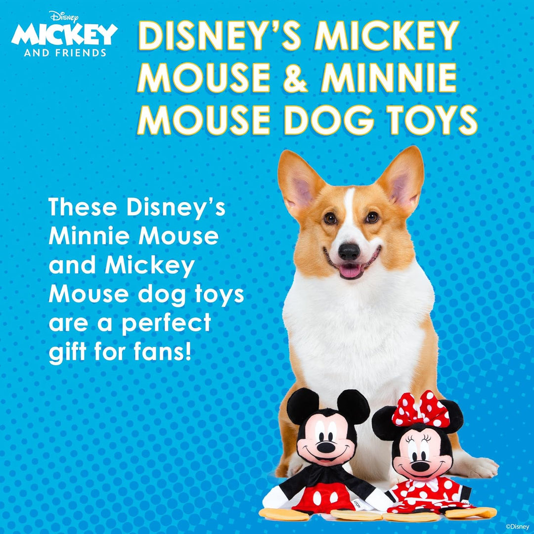 Disney for Pets Mickey Mouse & Minnie Mouse Plüsch-Quietscher mit knisterndem Flattie-Körper, Hundes