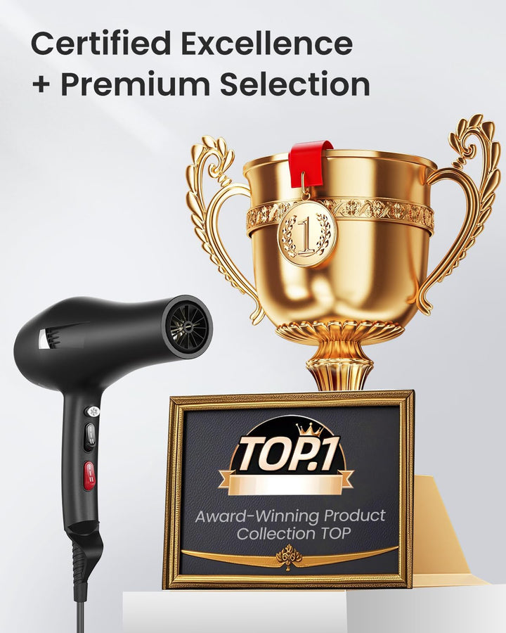 Dekuri Föhn Ionen, Profi Fön Haartrockner Hair Dryer Haarföhn mit 1 Diffusor 2 Stylingdüse, 3 Heiz u