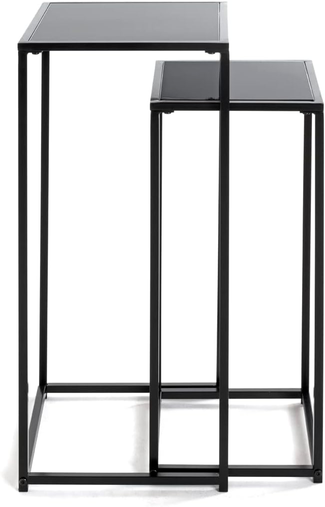 HAKU Möbel Blumensäule 2er Set, Metall, schwarz, B 25 x T 25 x H 60 cm / B 30 x T 30 x H 70 cm