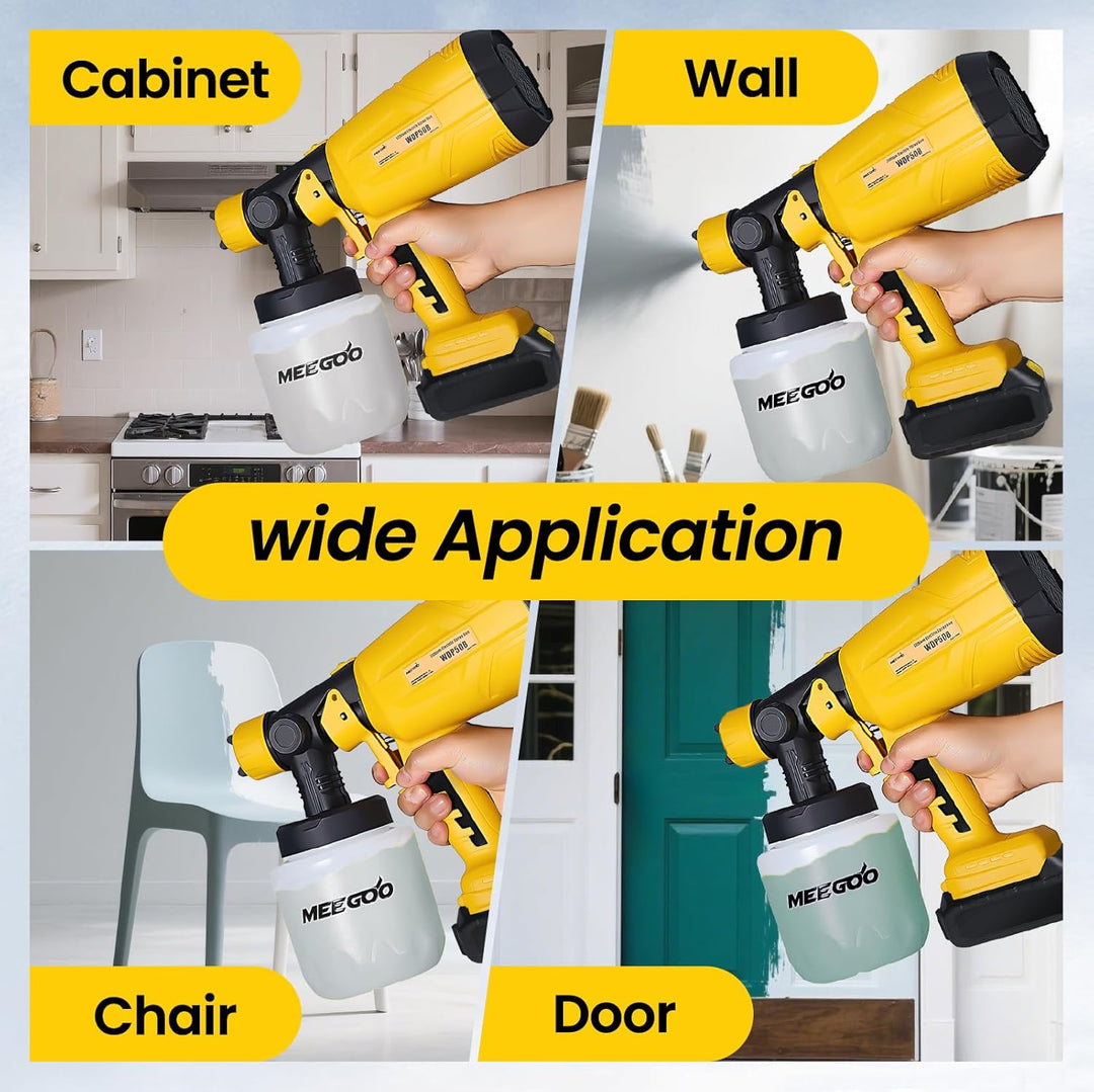 MEE GOO Akku-Farbspritzgerät für Zaun, Möbel, Schränke, Wände, etc. Kompatibel mit Makita und DeWalt