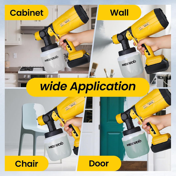 MEE GOO Akku-Farbspritzgerät für Zaun, Möbel, Schränke, Wände, etc. Kompatibel mit Makita und DeWalt