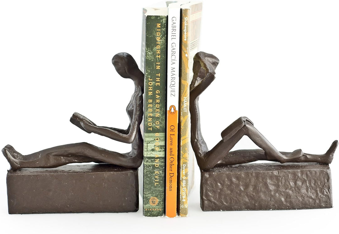 Danya B. ZI09013 Dekorative Buchregal-Dekor - Mann und Frau Lesen Metall Buchstütze Set