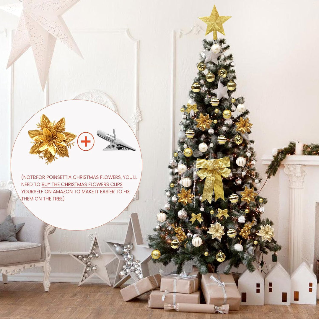 Weihnachtsbaum Deko,Christbaumschmuck Weihnachtskugeln,88 Stück Gold Weihnachtsbaumschmuck mit Weihn