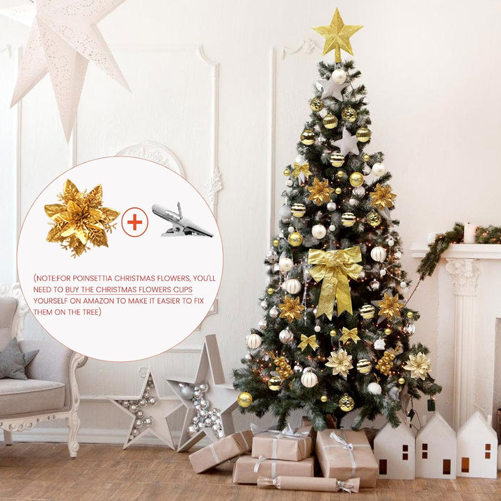 Weihnachtsbaum Deko,Christbaumschmuck Weihnachtskugeln,88 Stück Gold Weihnachtsbaumschmuck mit Weihn