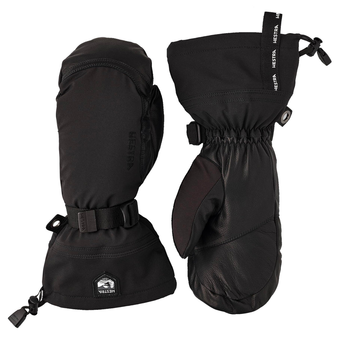 Hestra Damen Winter-Ski-Handschuhe: Herren Armee Leder Extreme Kälte Fäustlinge Schwarz/Schwarz 10,