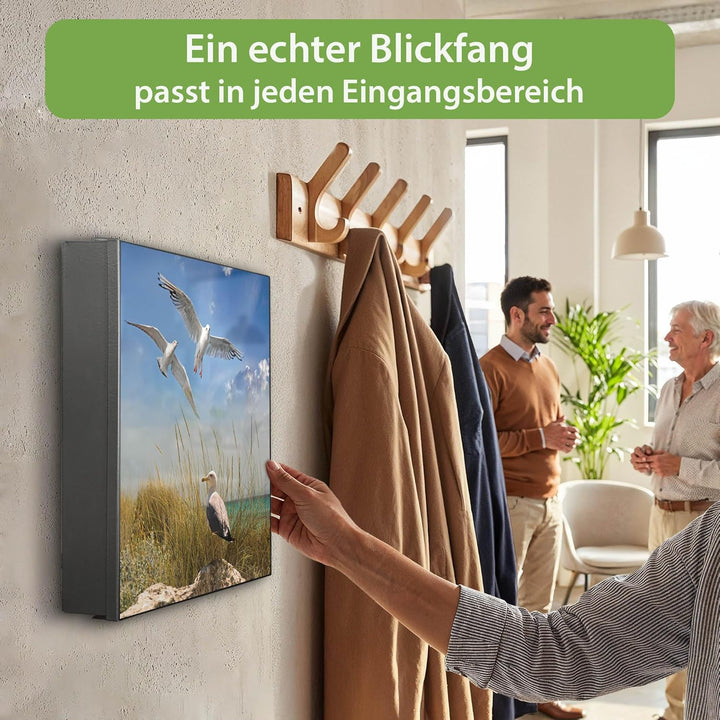 banjado Grosser Schlüsselkasten Metall - Schlüsselbox 30x30cm mit 32 Haken - Schlüsselkasten modern