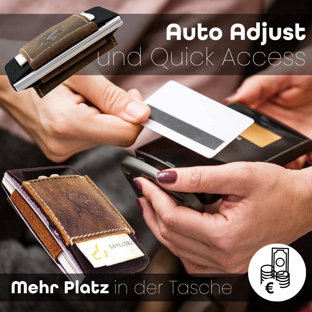 MakakaOnTheRun Slim Wallet Kartenetui Herren mit Münzfach, Kreditkartenetui für Herren - Geldbörsen,