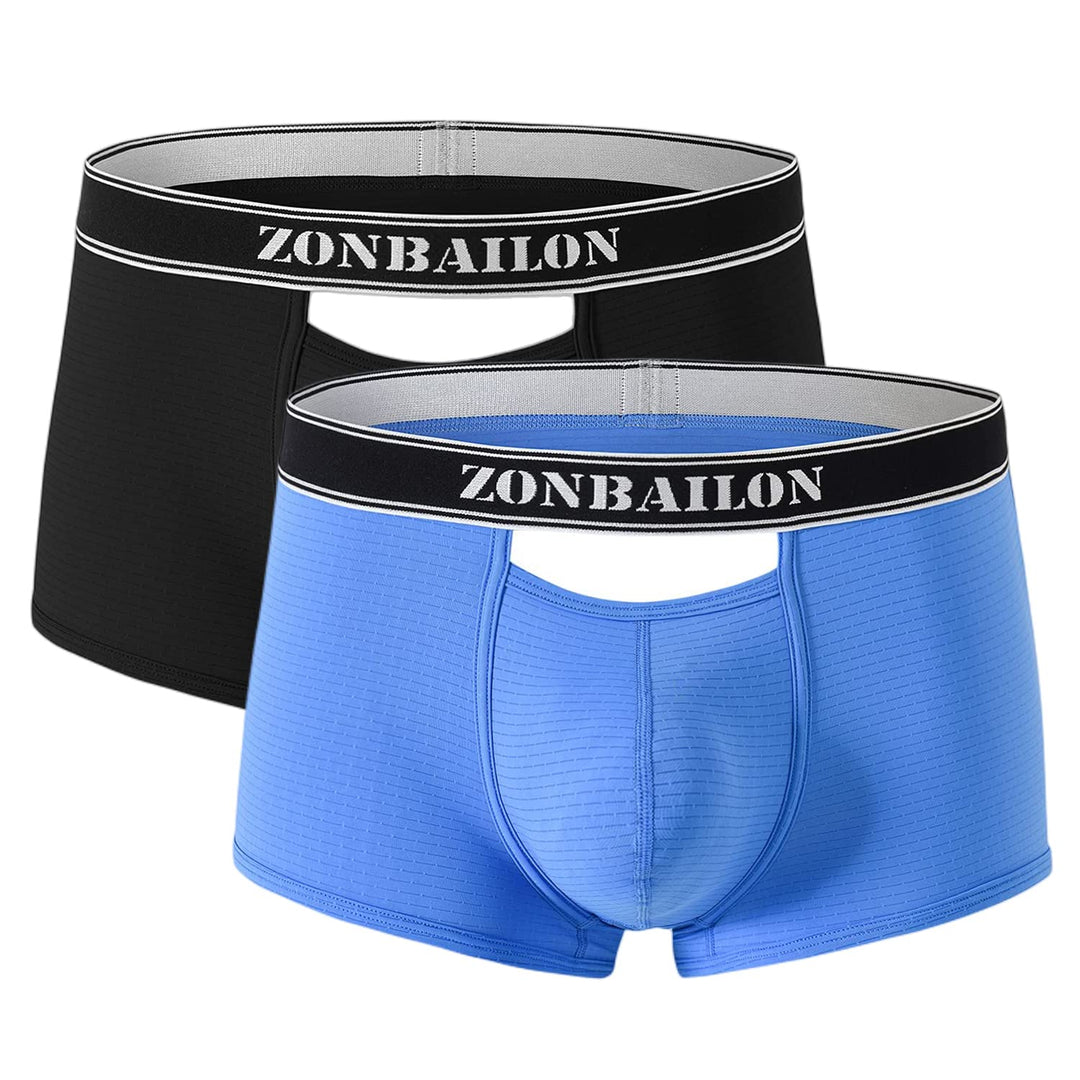 BIATWOWR Herren Boxershorts mit atmungsaktivem Stoff Micro-Mesh erhöhtem Front und Rückenöffnung ohn