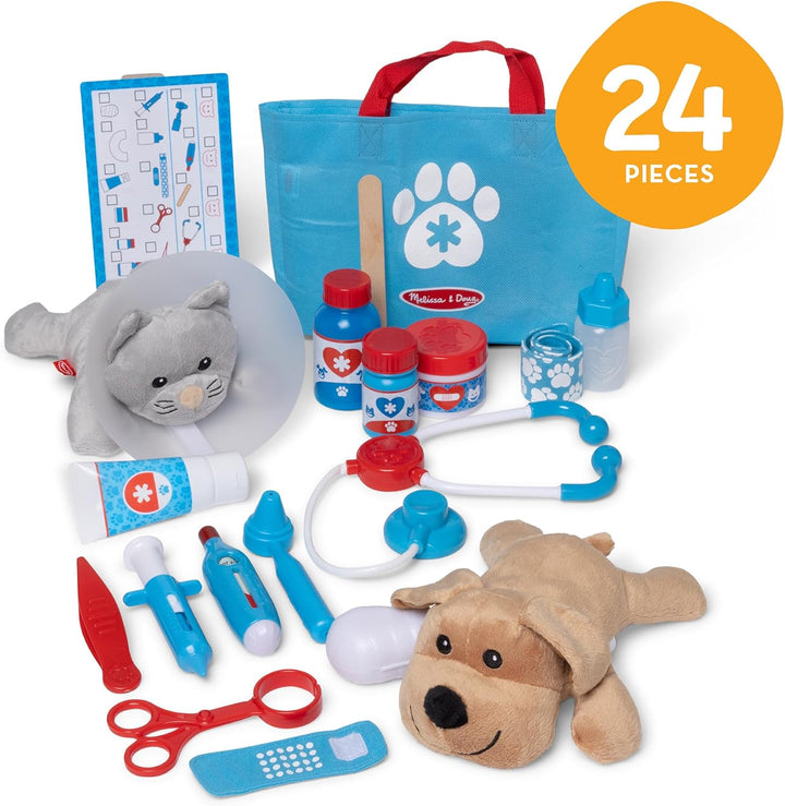 Melissa and Doug Tierarzt Spielzeug Kinder | Pet Doctor Tierarzt Spielset | Kuscheltier Zubehör | Ro
