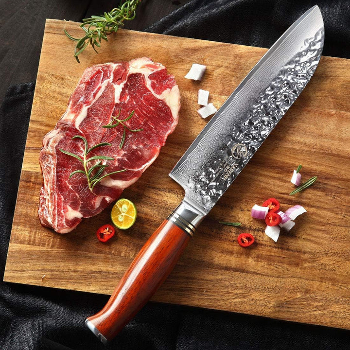 YARENH santoku messer damast 18cm, küchenmesser scharf Aus 73 Schichten Damaststahl,mit Holzgriff, k