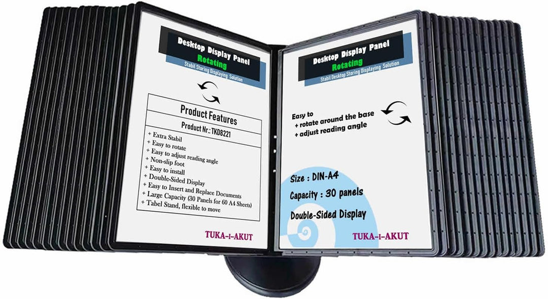 TUKA-i-AKUT 30 Sichttafeln Tisch-Sichttafel Aufsteller 360° Drehbar + Neigungswinkel Verstellbar, DI